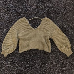 Olive Crop Knit Sweater